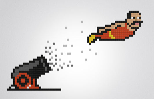 mosaïque pixel art homme canon