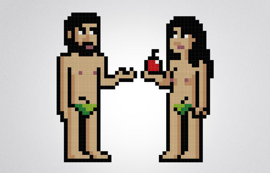 mosaïque pixel art adam et eve