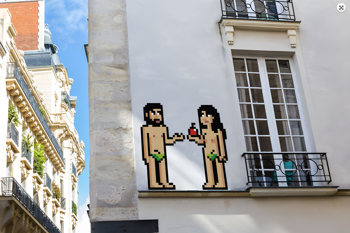 street art pixel art adam et eve