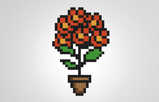 mosaïque pixel art bouquet de fleurs
