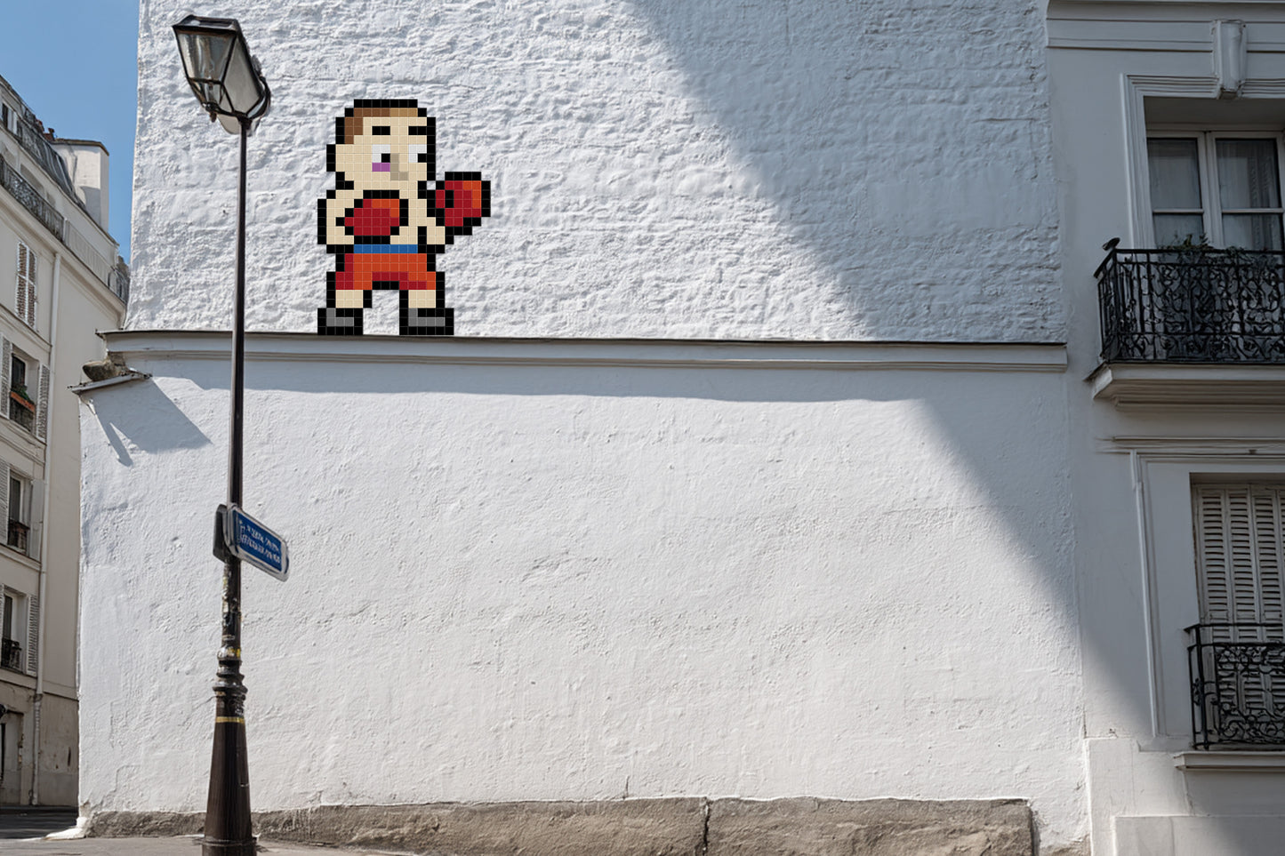 Street art boxeur pixel art