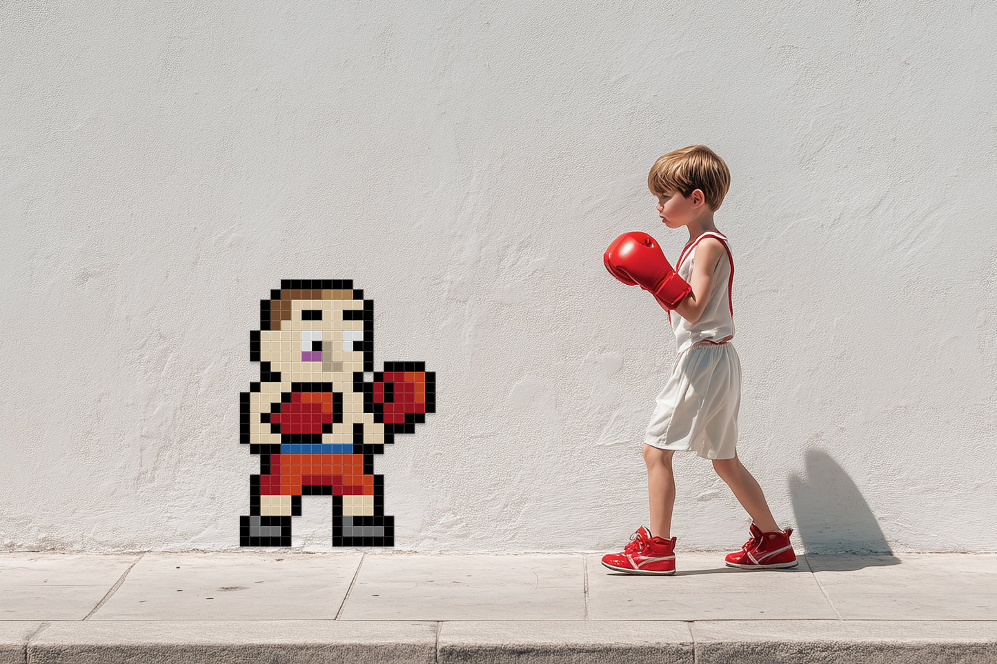 street art boxeur pixel art