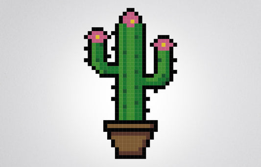mosaïque pixel art cactus vert