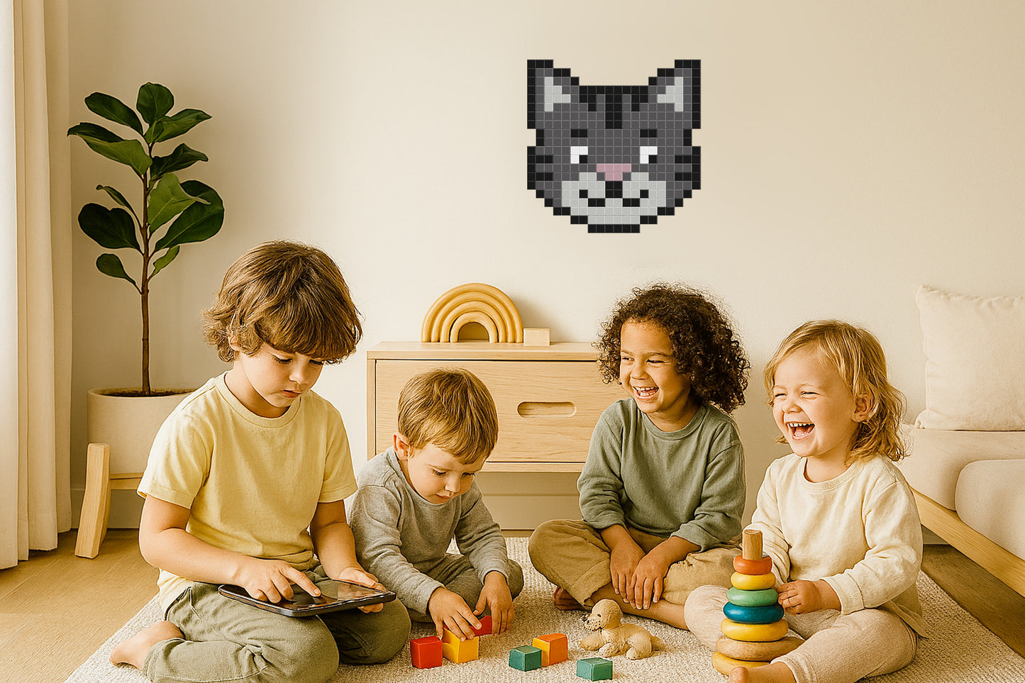 pixel art chat déco intérieure chambre enfant