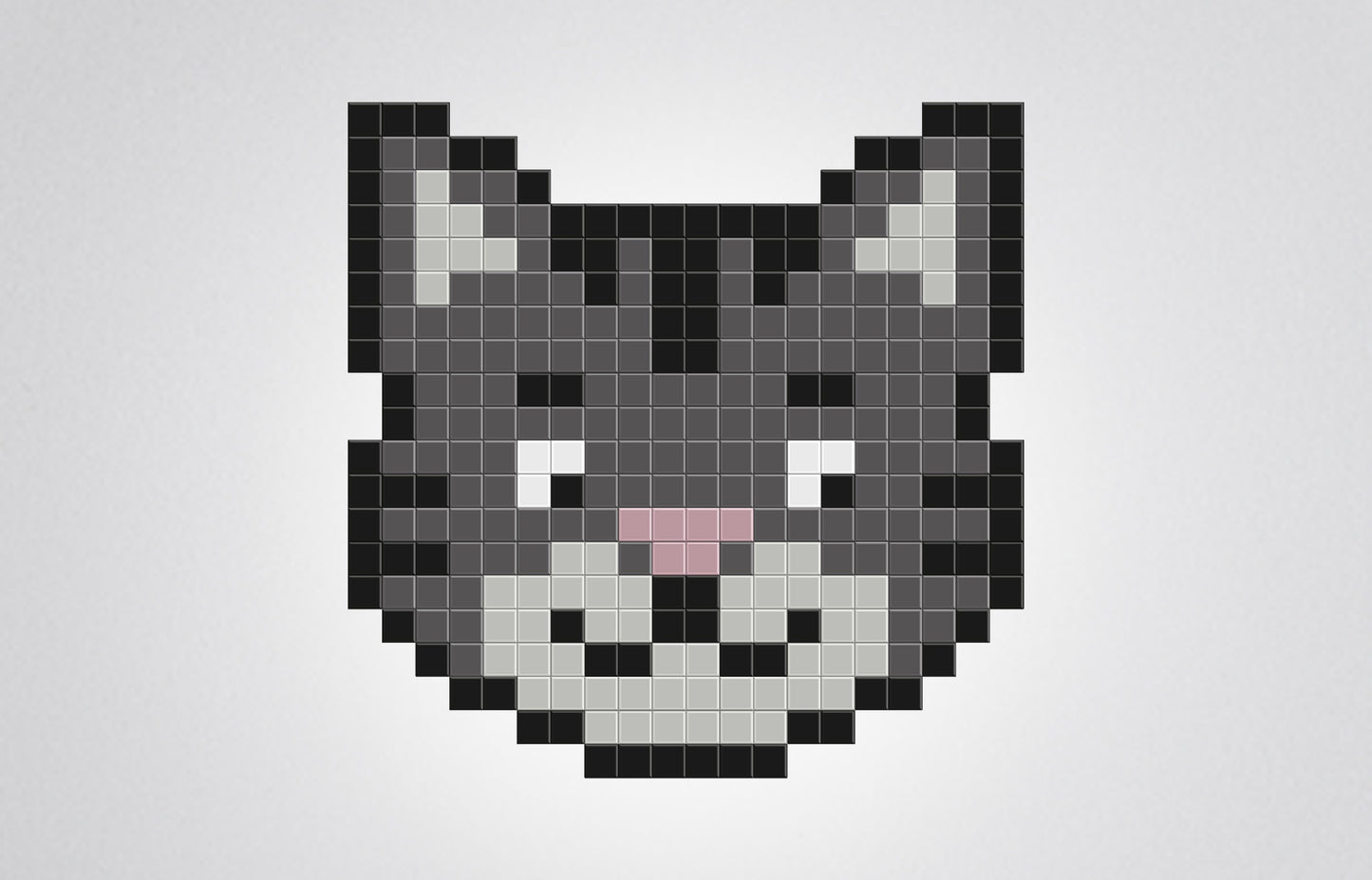 mosaïque pixel art chat gris