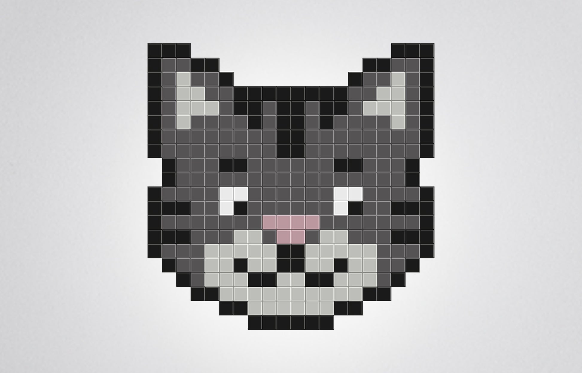 mosaïque pixel art chat gris