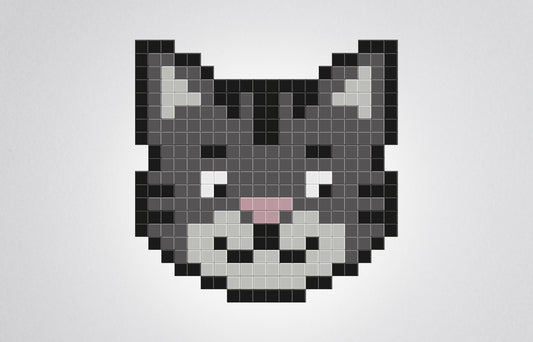 mosaïque pixel art chat gris