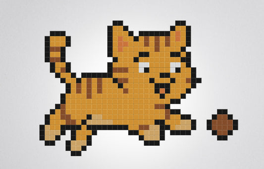 mosaïque pixel art chaton roux
