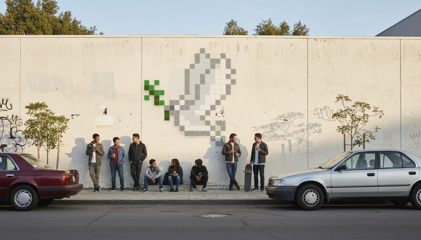 pixel art street art colombe décoration extérieure