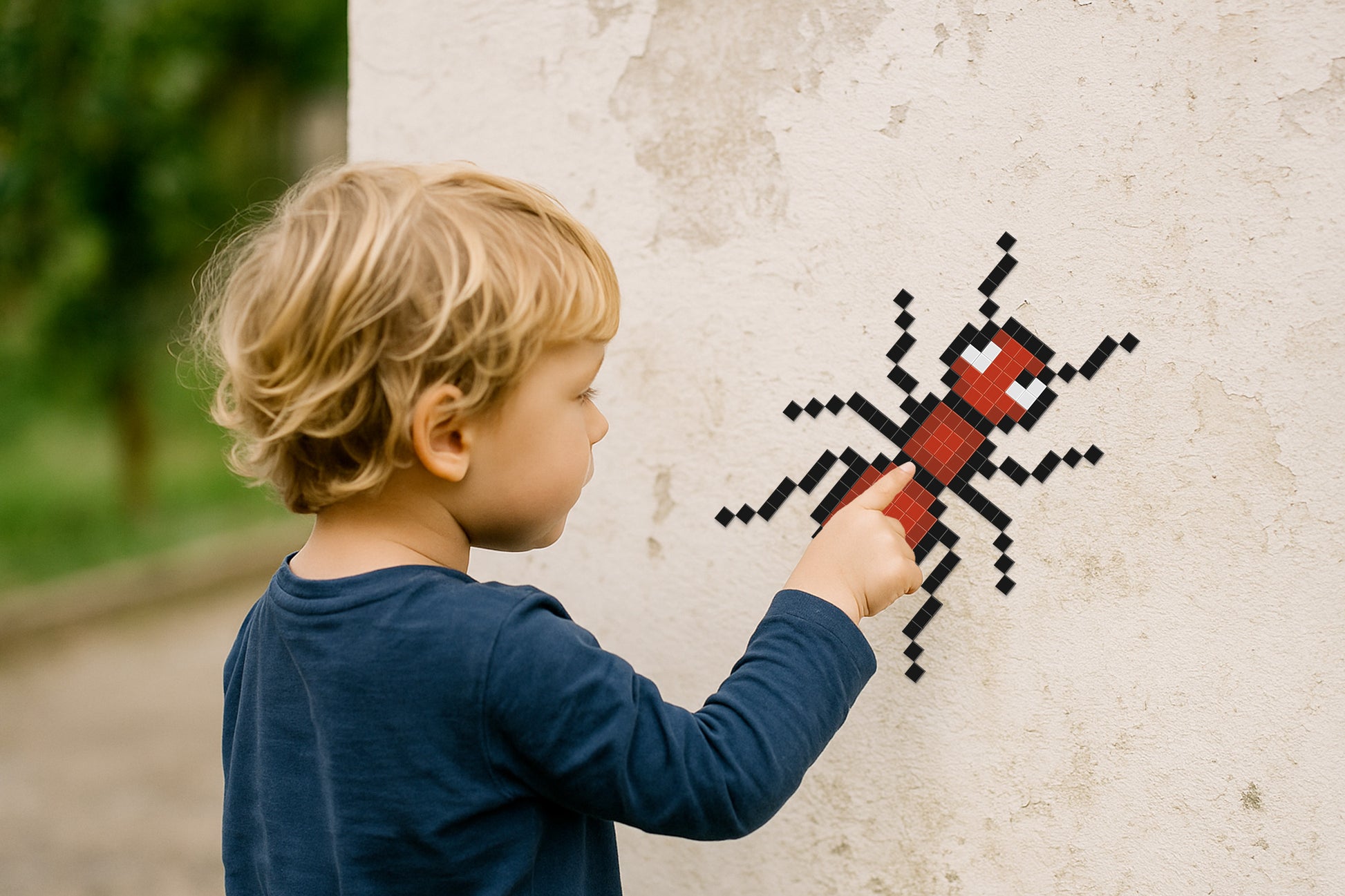 pixel art fourmi dans décoration murale jardin