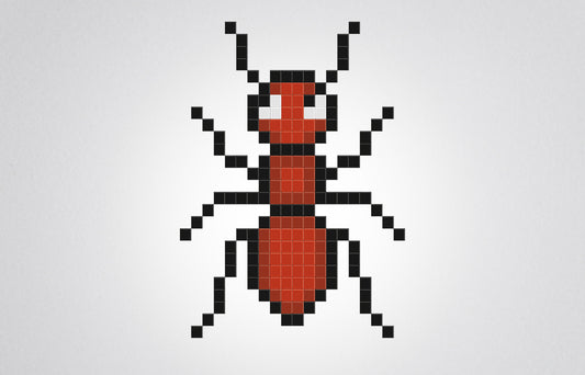 mosaïque pixel art fourmi rouge