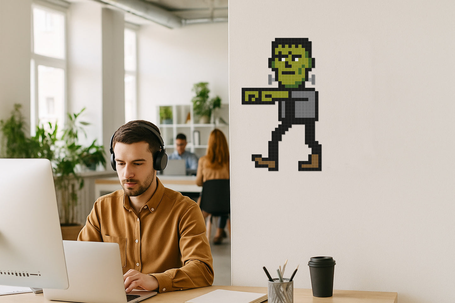 décoration murale pixel art frankenstein