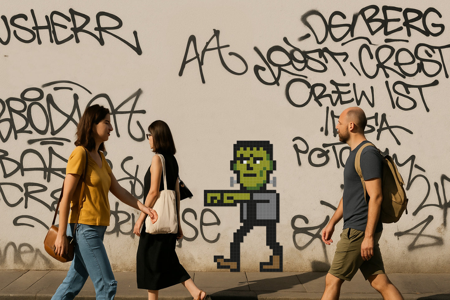 street art pixel art frankenstein