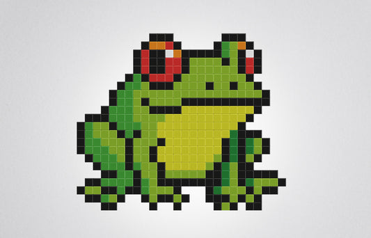 mosaïque pixel art grenouille verte