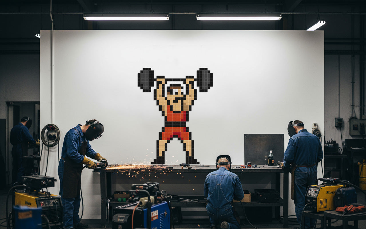pixel art haltérophile déco atelier