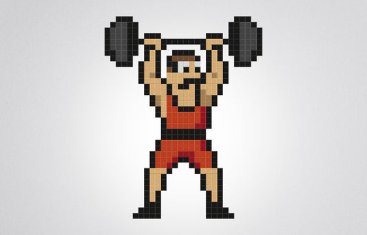 mosaïque pixel art haltérophile