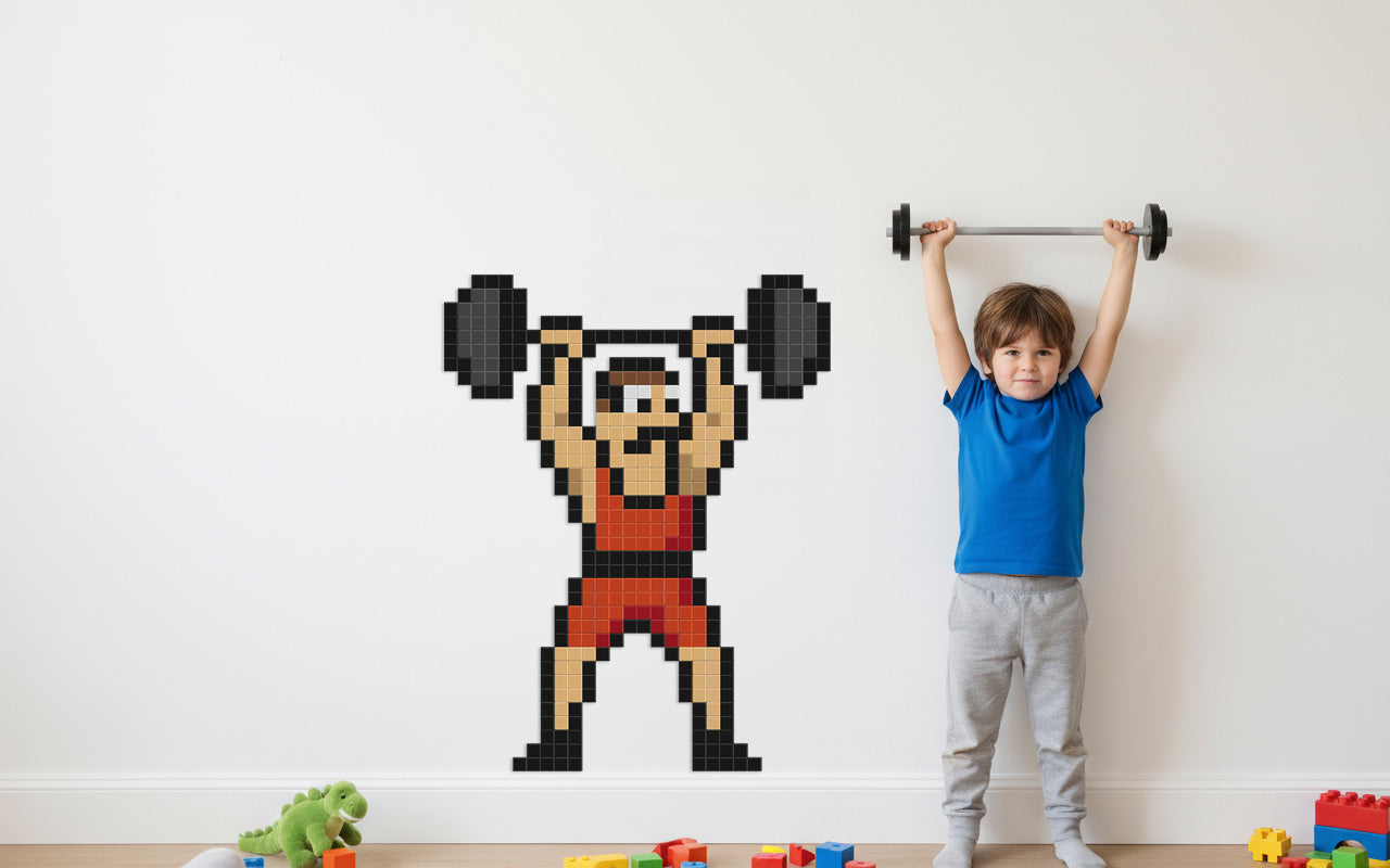 pixel art haltérophile déco chambre enfant