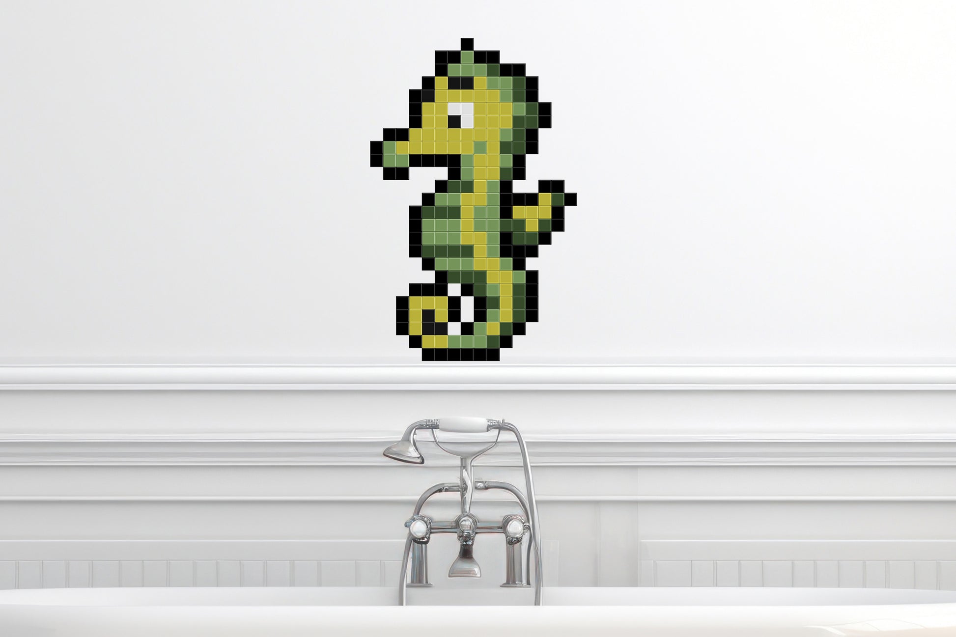 décoration murale hippocampe pixel art