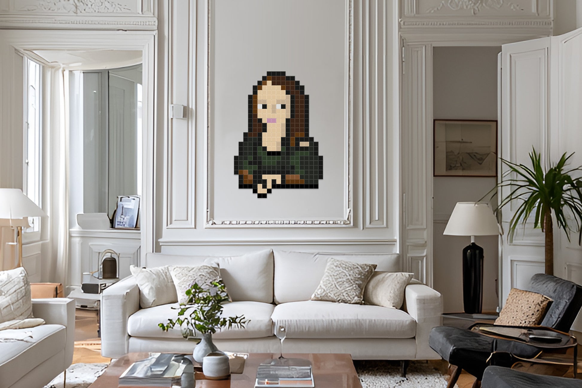 décoration murale mona lisa pixel art
