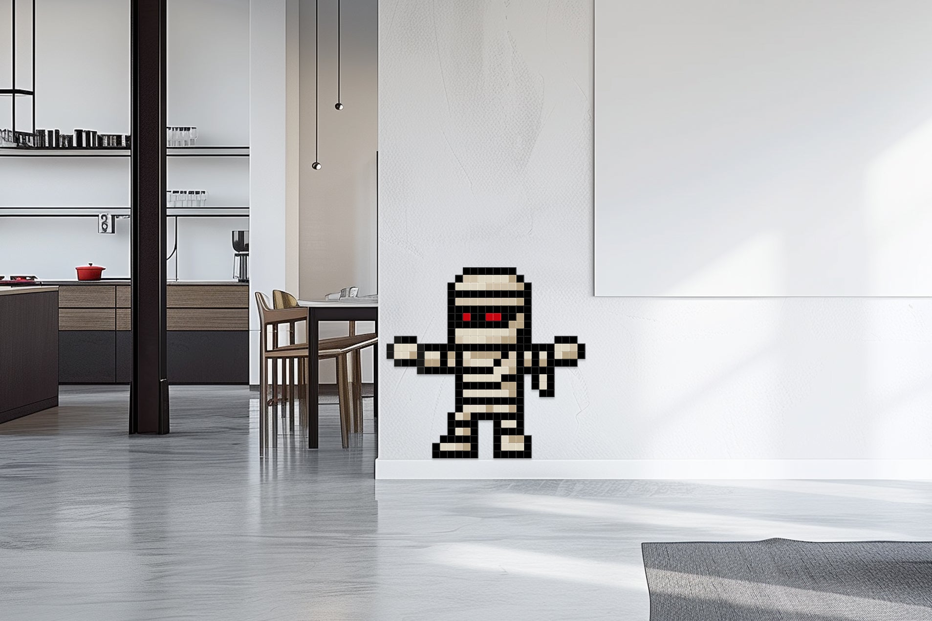 Décoration murale pixel art momie