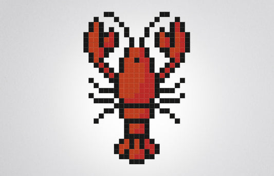 mosaïque pixel art langouste rouge