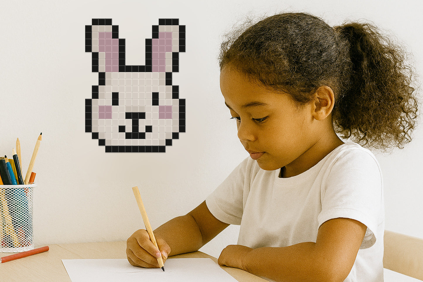 décoration murale lapin pixel art chambre enfant