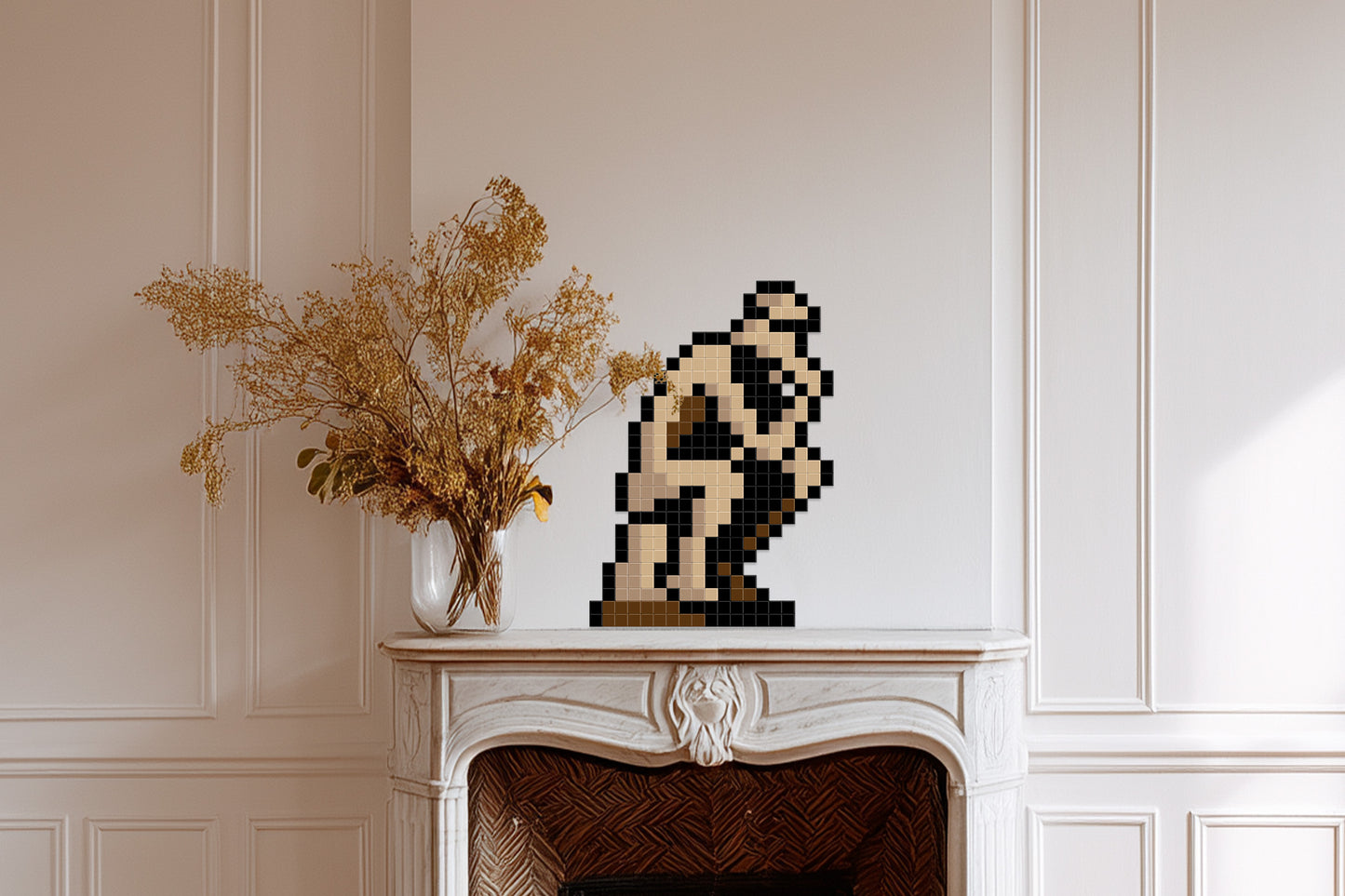 décoration murale penseur de Rodin pixel art