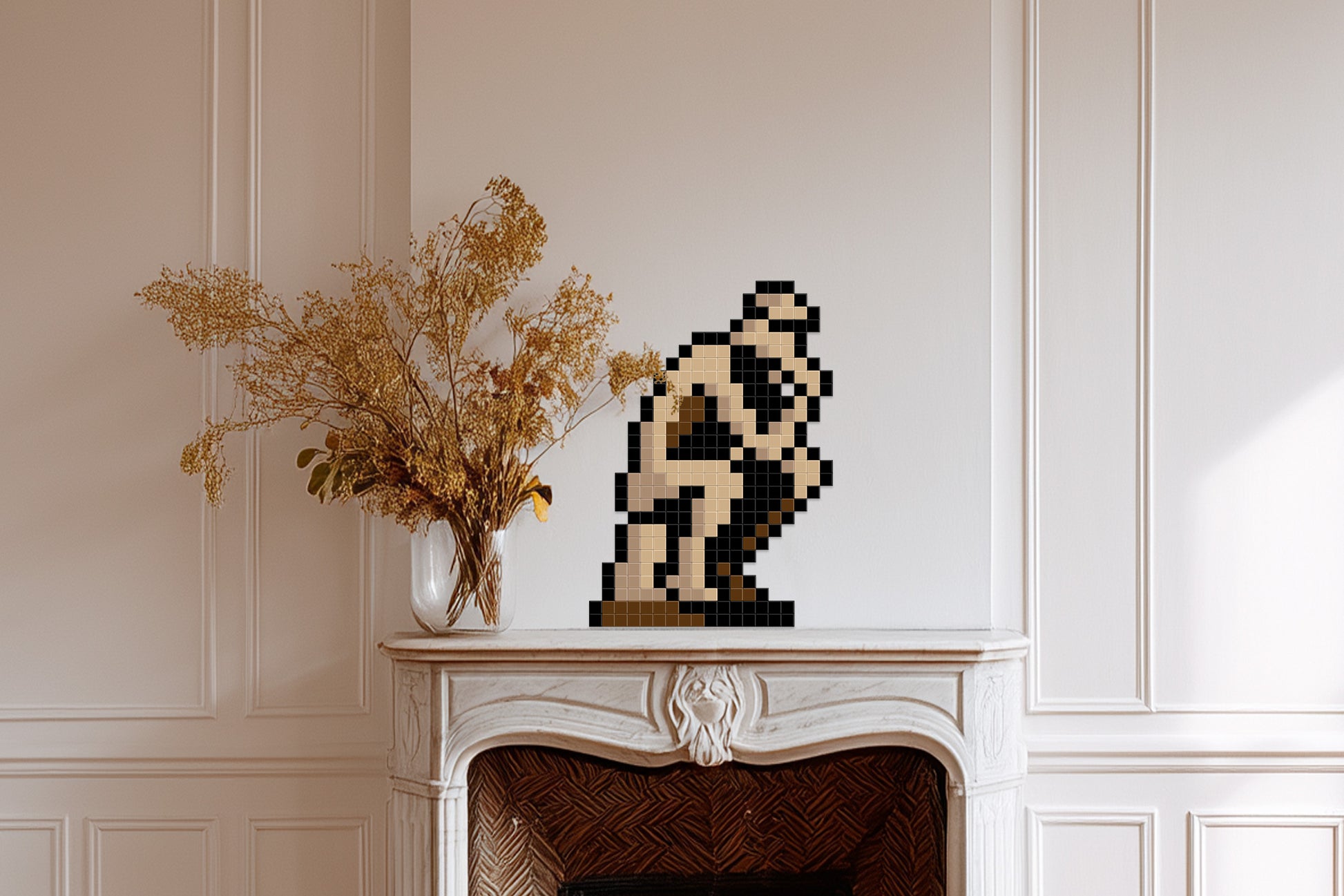 décoration murale penseur de Rodin pixel art