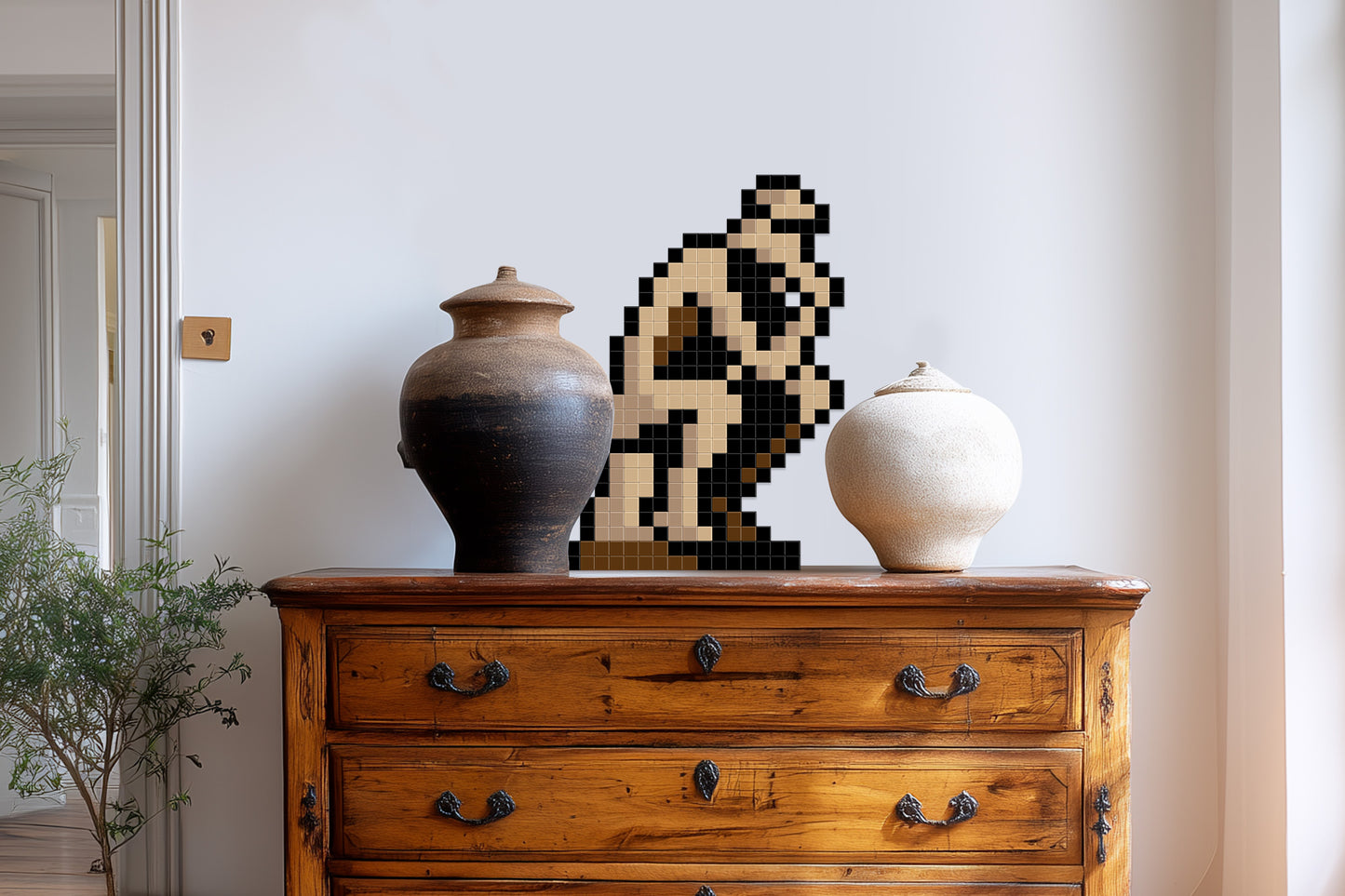 décoration murale penseur de Rodin pixel art