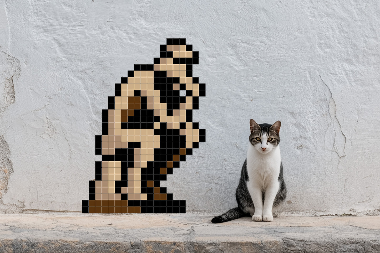 Street art penseur de Rodin pixel art