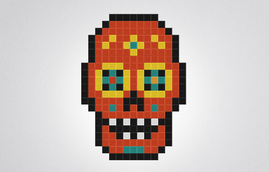 crâne mexicain pixel art mosaïque