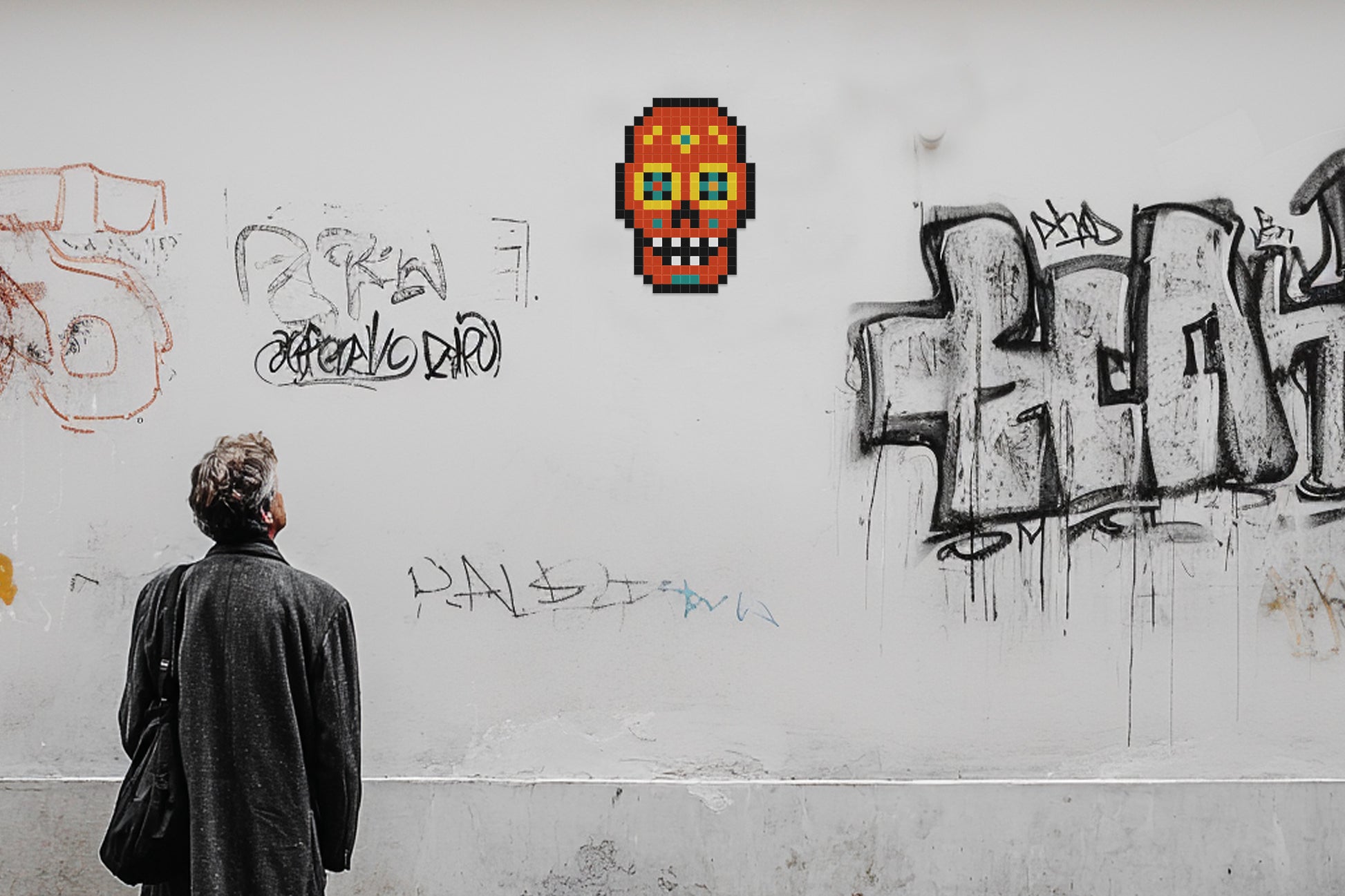 street art crâne mexicain pixel art