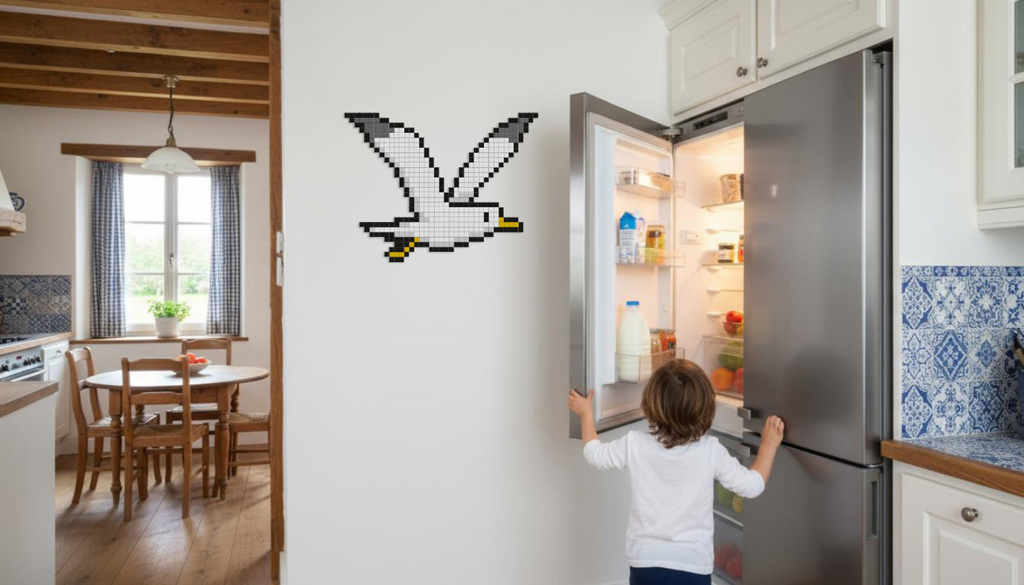 décoration murale pixel art mouette