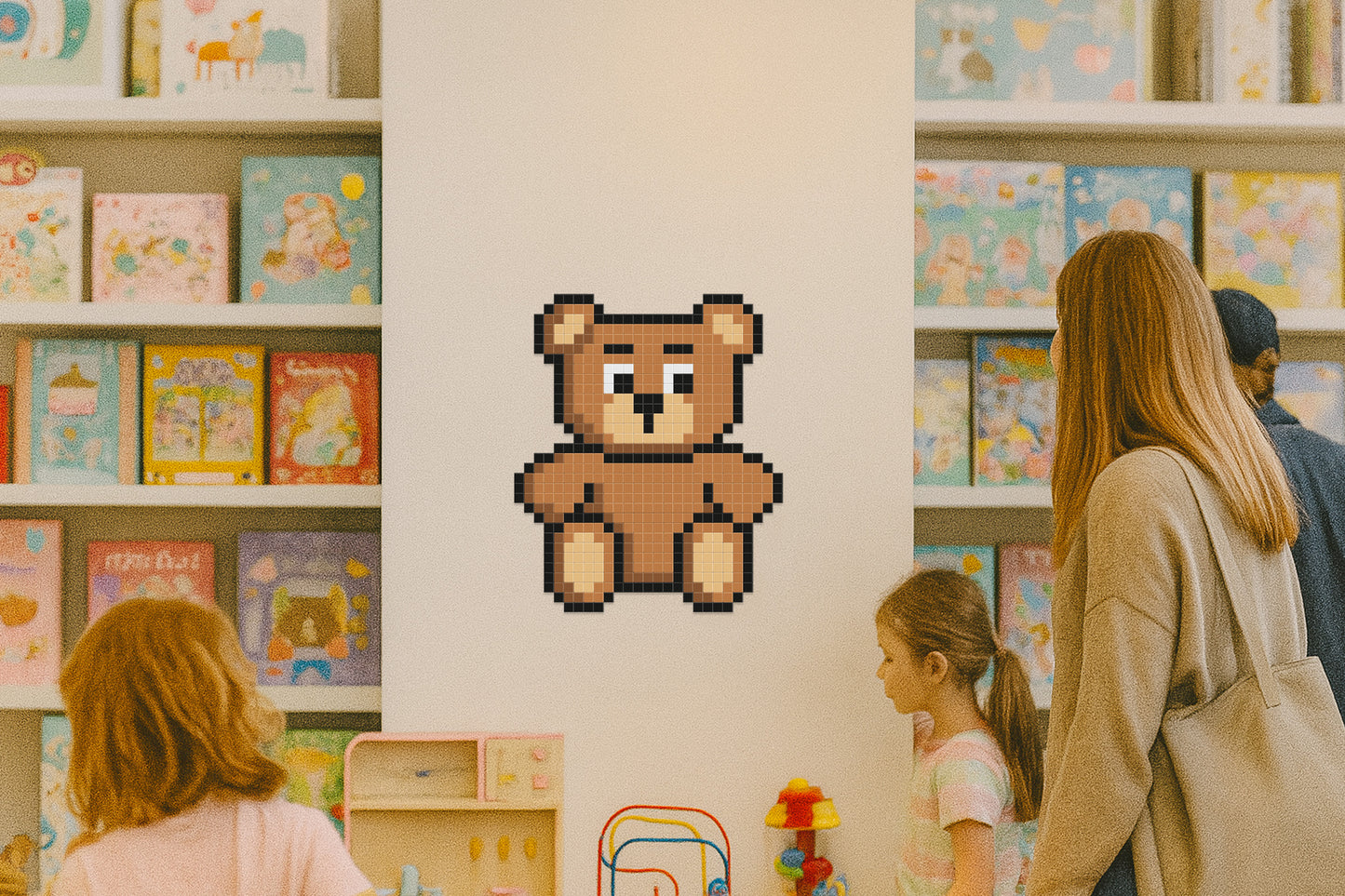 décoration murale ours pixel art boutique