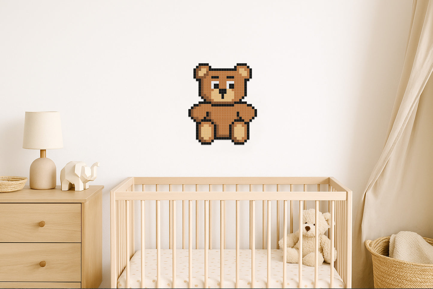 décoration murale ours pixel art chambre d'enfant.