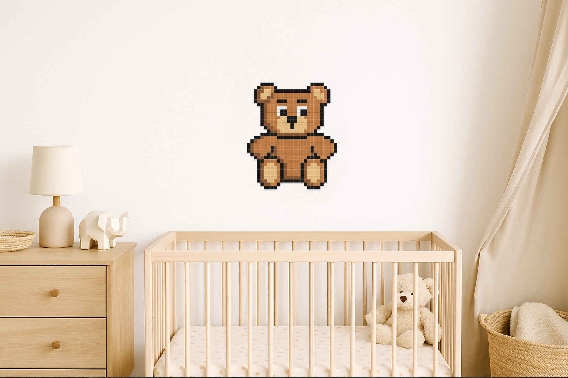 décoration murale ours pixel art chambre d'enfant.