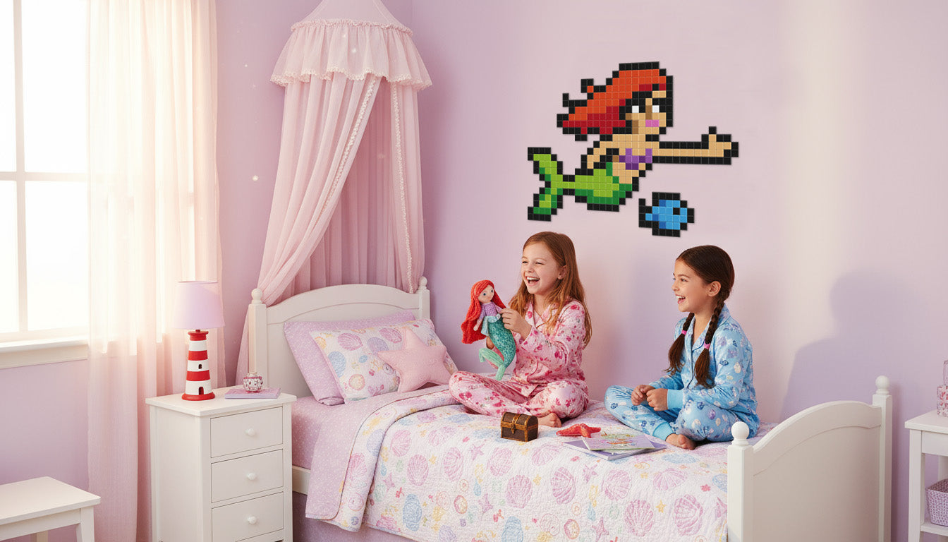 décoration murale pixel art petite sirène