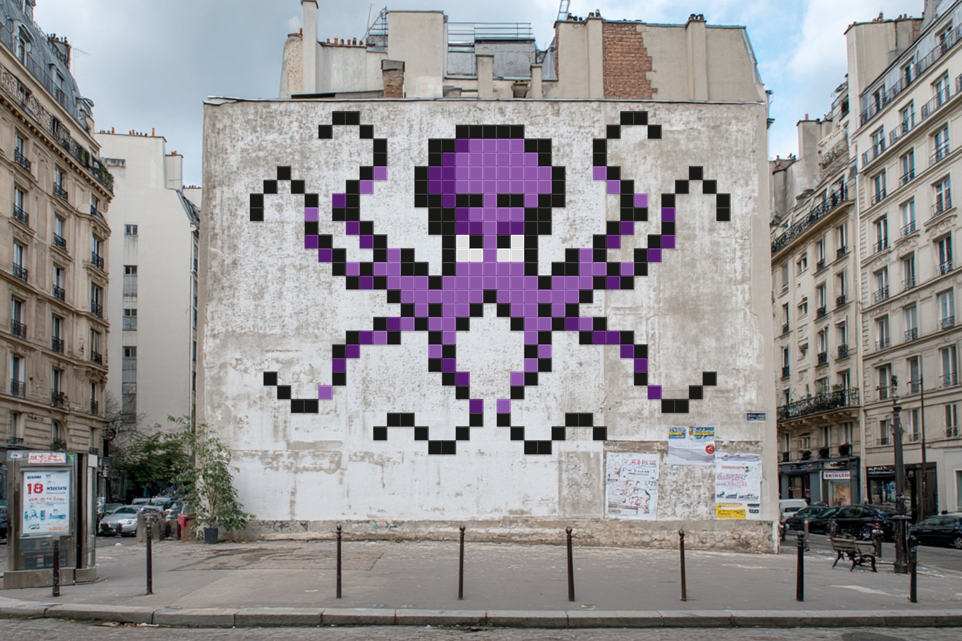 street art pieuvre pixel art