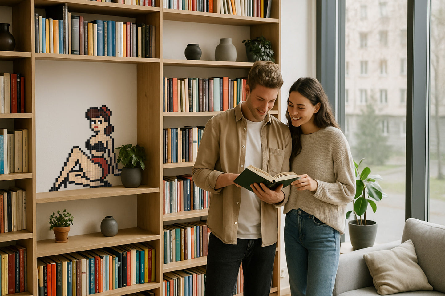 décoration murale pin-up pixel art