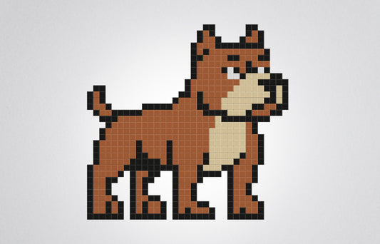 mosaïque pixel art pitbull debout