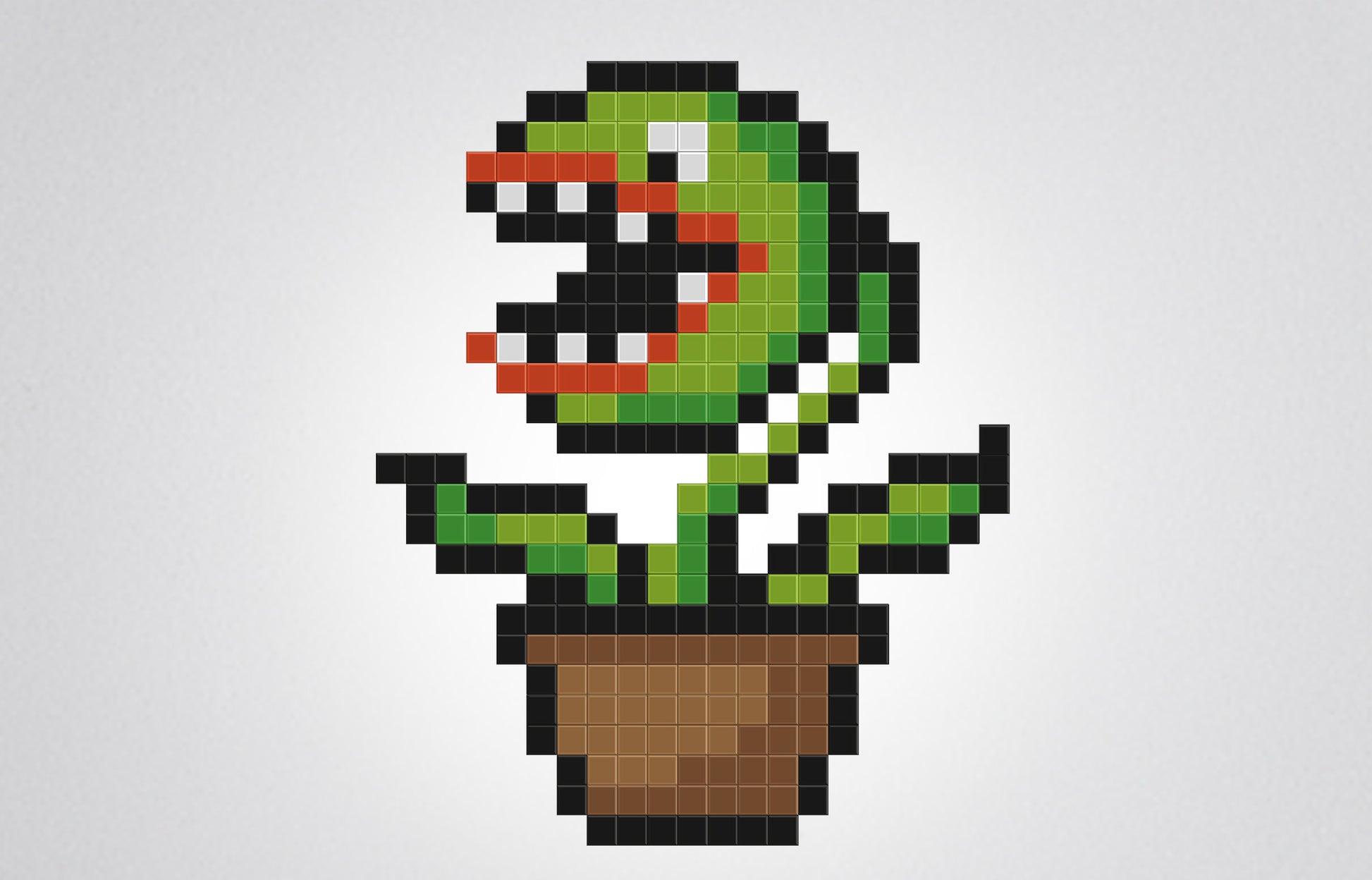 mosaïque pixel art plante carnivore