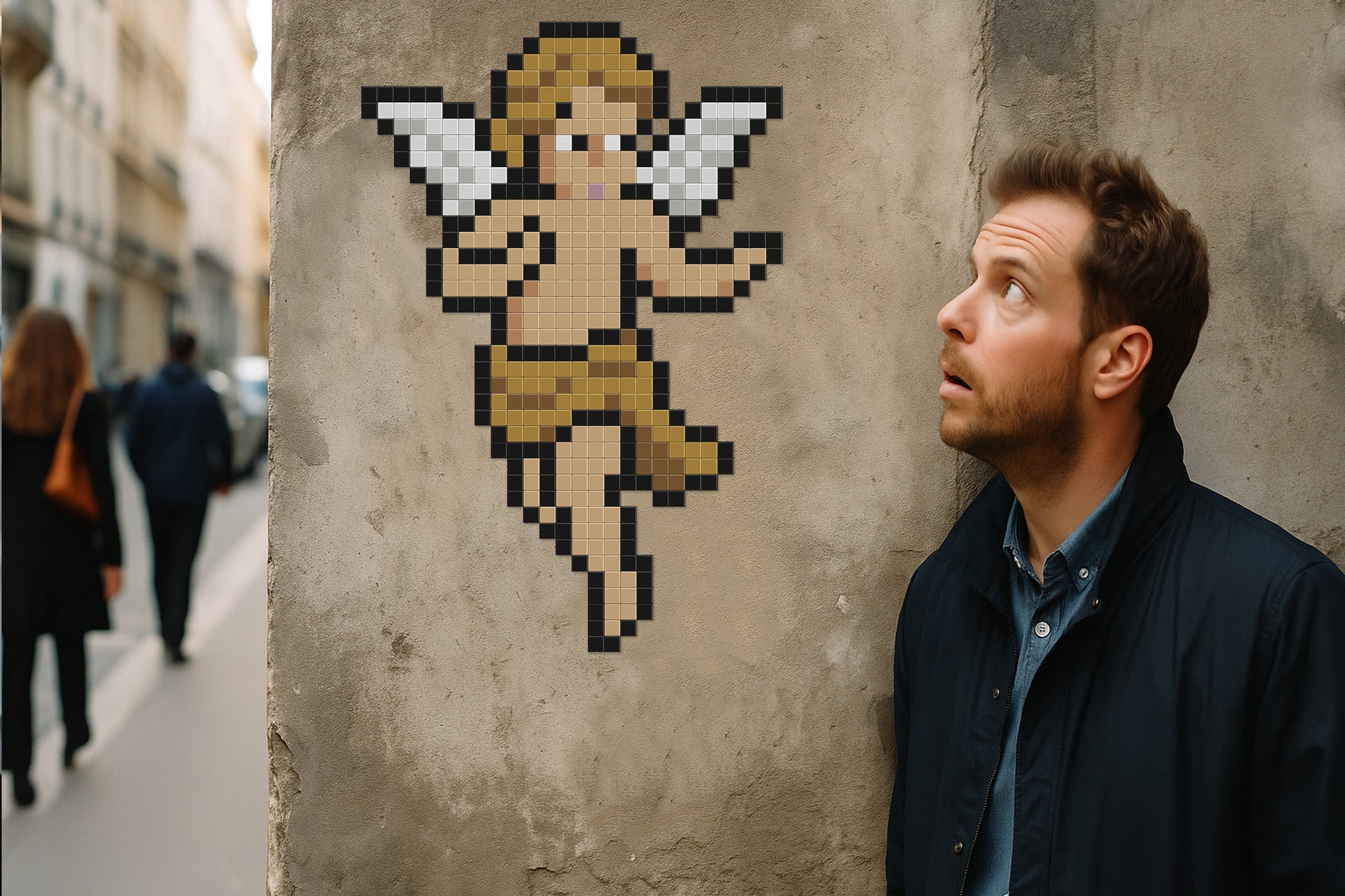 street art mosaïque pixel art angelot