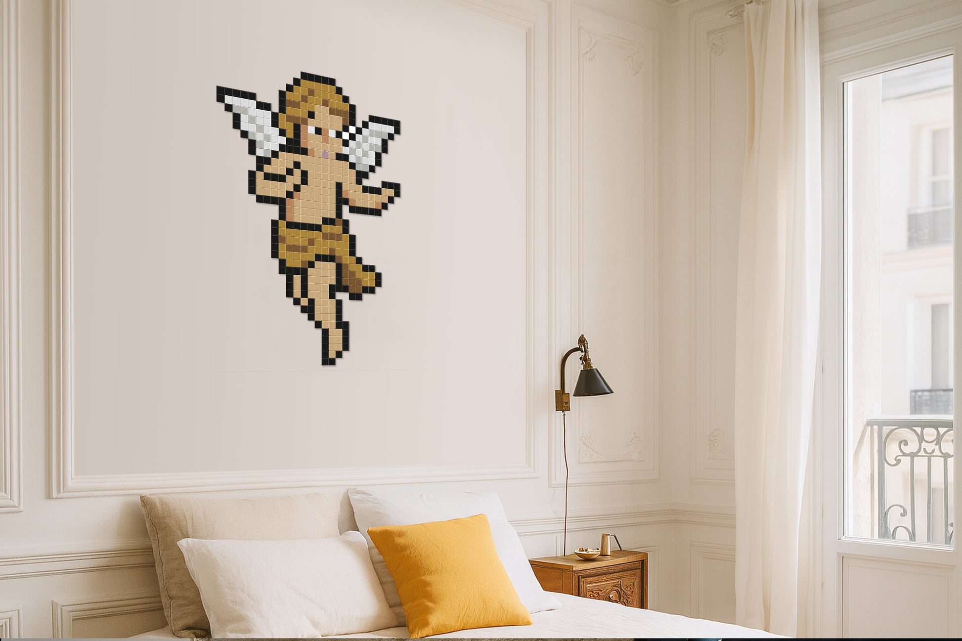 mosaïque pixel art angelot chambre
