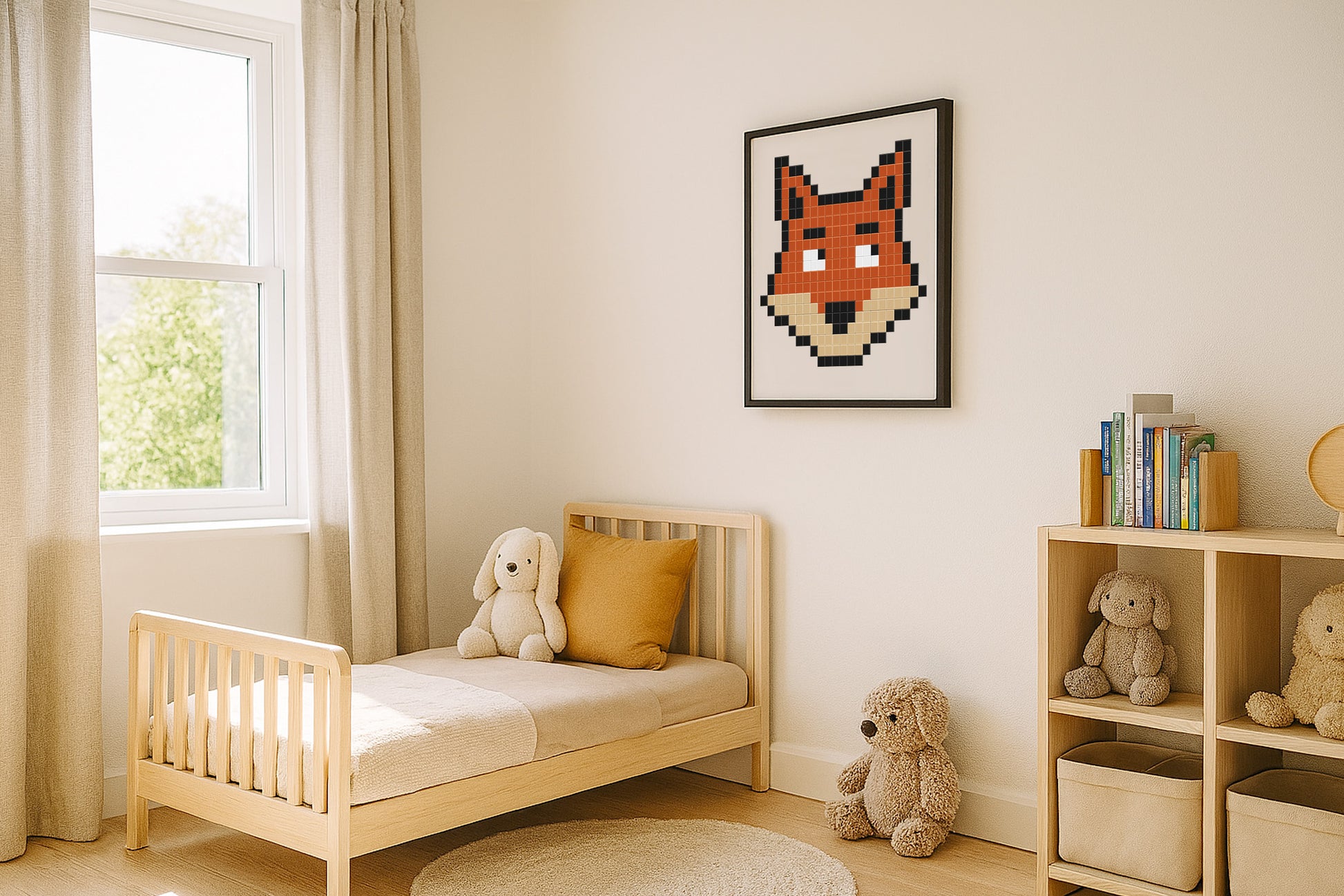 décoration murale renard pixel art chambre enfant