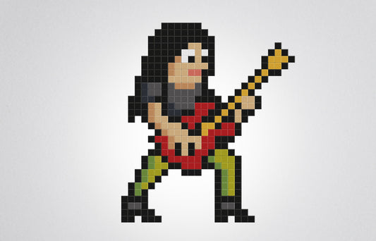 mosaïque pixel art guitariste rock