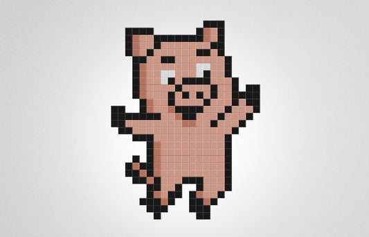 mosaïque pixel art cochon dansant