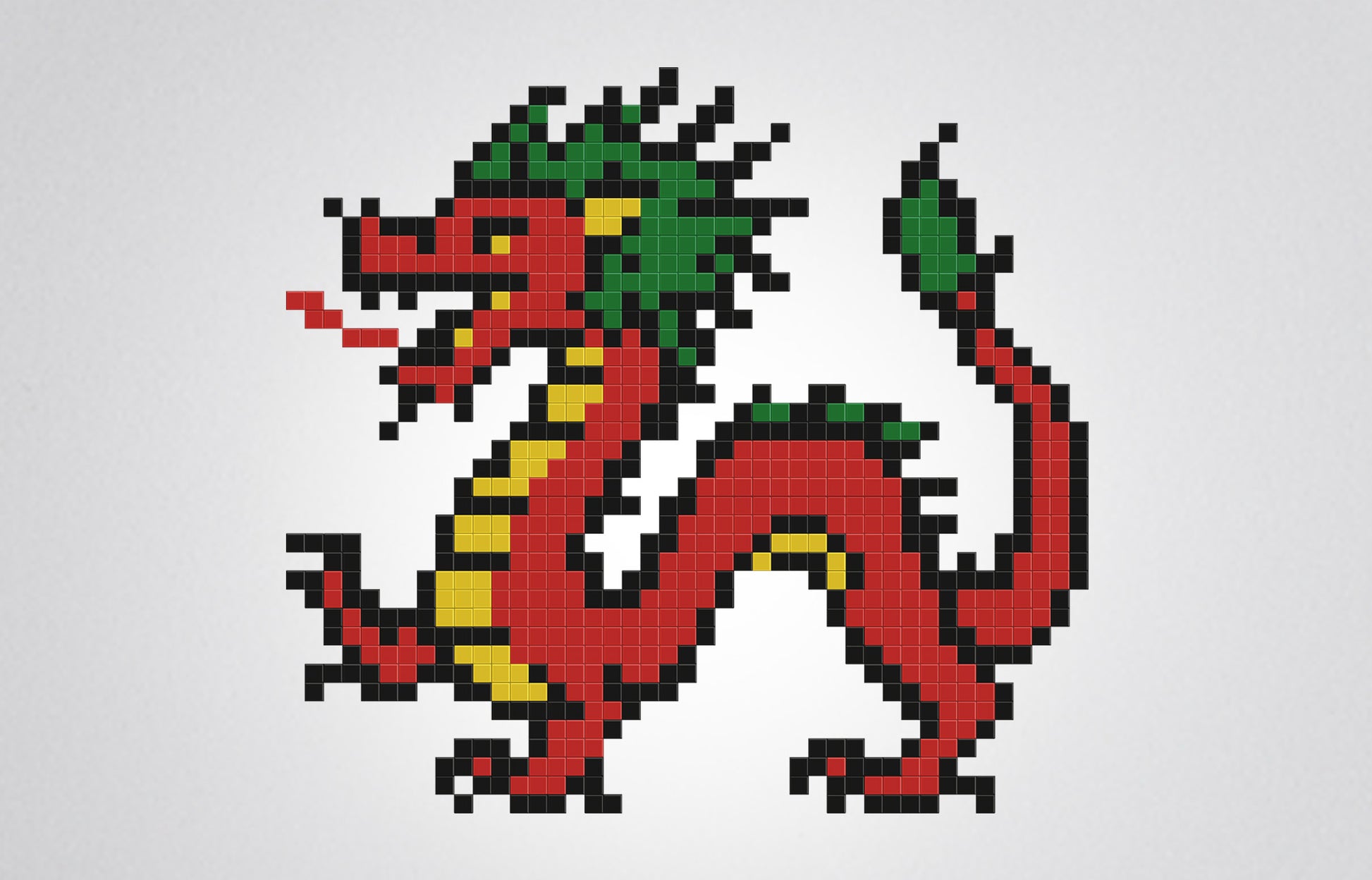mosaïque pixel art dragon chinois