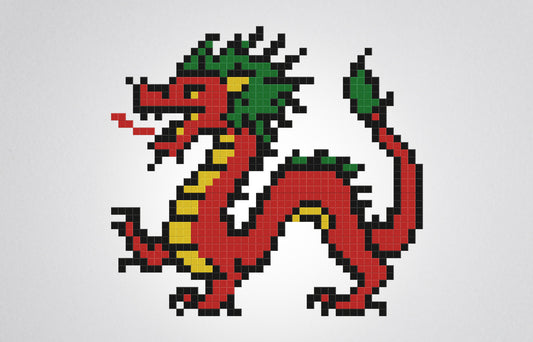 mosaïque pixel art dragon chinois