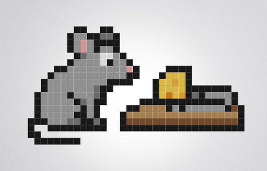 mosaïque pixel art souris et fromage