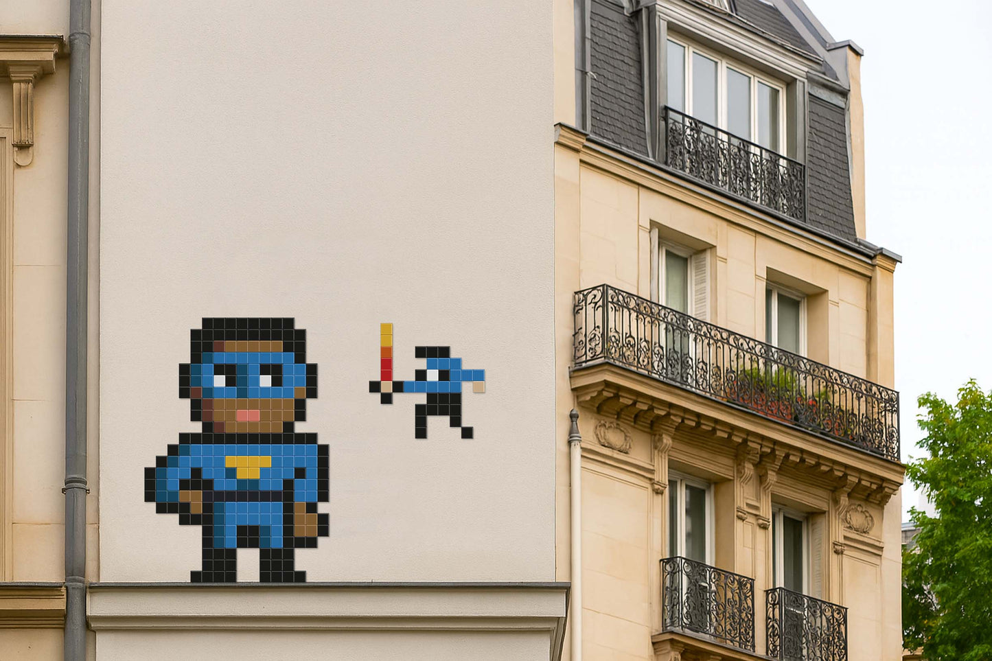 street art super héros pixel art